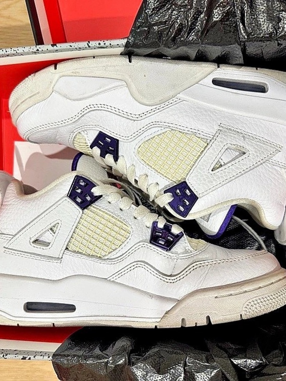 Jordan Air Jordan 4 Retro 'Metallic Purple' Sneakers White & Purple US 4.5
